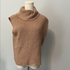 Rachel Zoe Camel Turtleneck Sleeveless Sweater